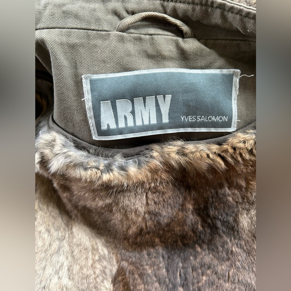 Yves Salomon Army coat with removable fur lining and hood